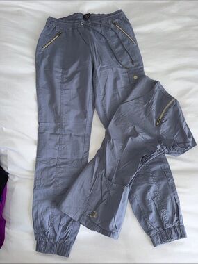Jaanuu Slate Blue Cargo Joggers with Elastic Cuffs